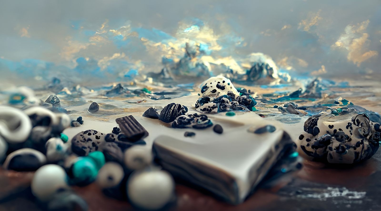 Cookies and Cream Ocean in Horror Style