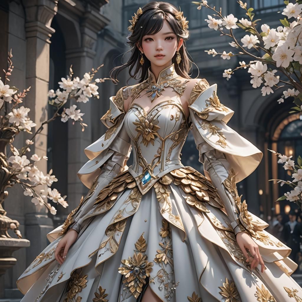 Anime Fashion Dress in Detailed 3D Art
