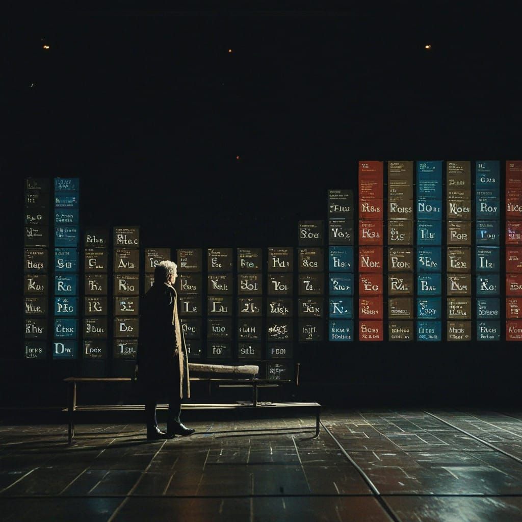 Cinematic Periodic Table Masterpiece in Warm, Golden Light