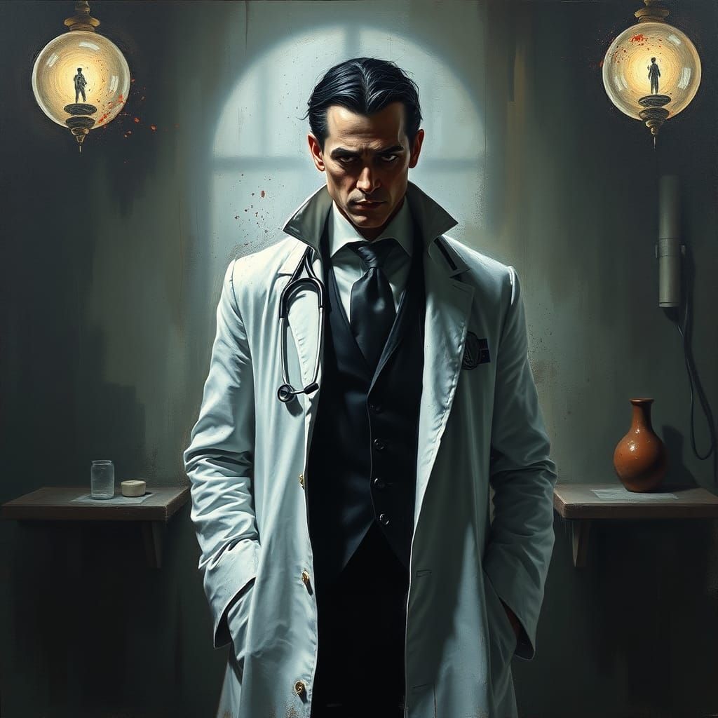 Dracula as Doctor in Abstract Expressionism Style