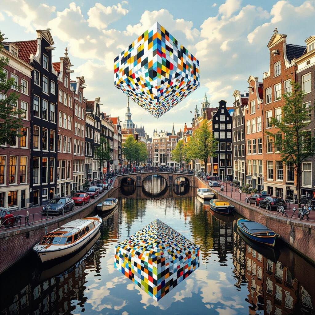 Amsterdam in Impossible Geometry, Optical Art Style