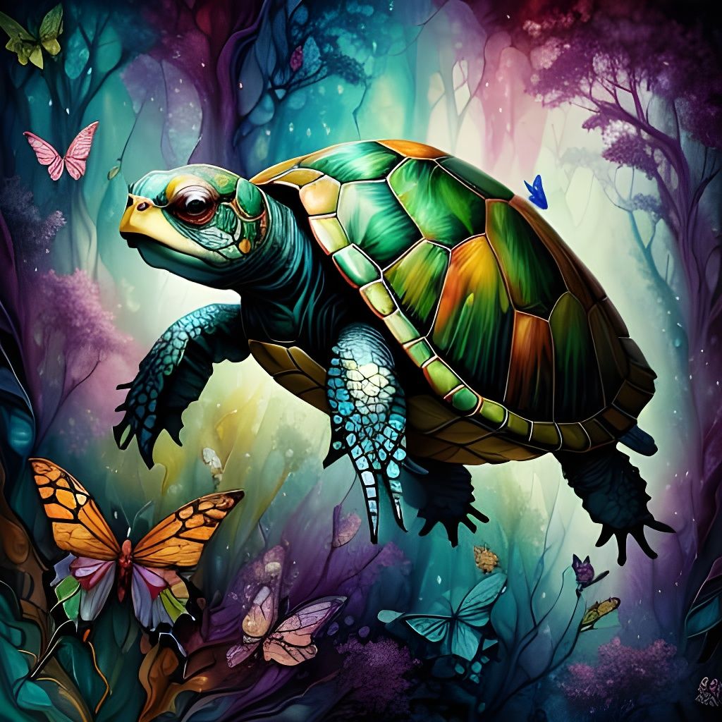 Mystical Enchanted Butterfly Glade in Dreamlike Oil Paint