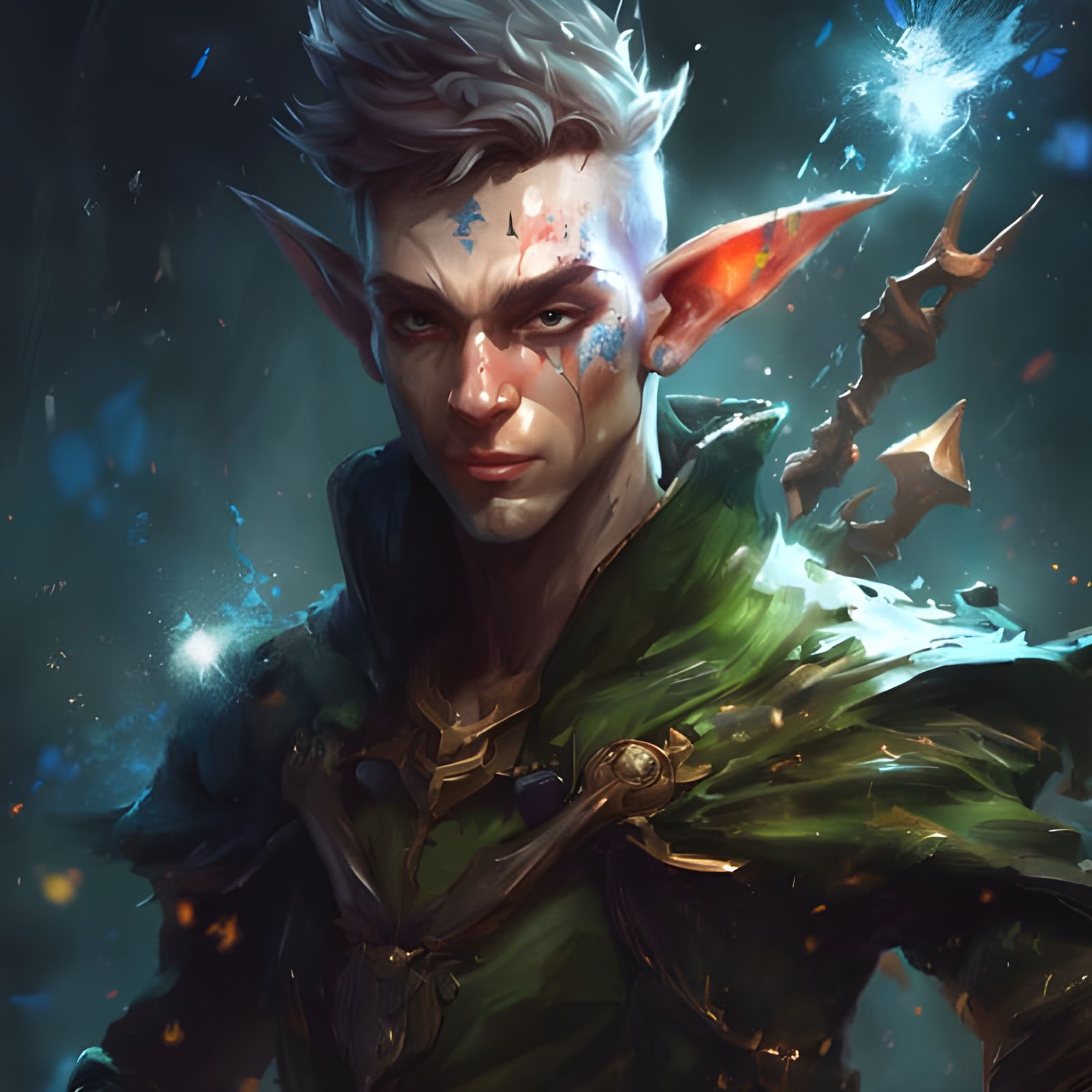 Magical Elf Portrait with Impasto Anime Style