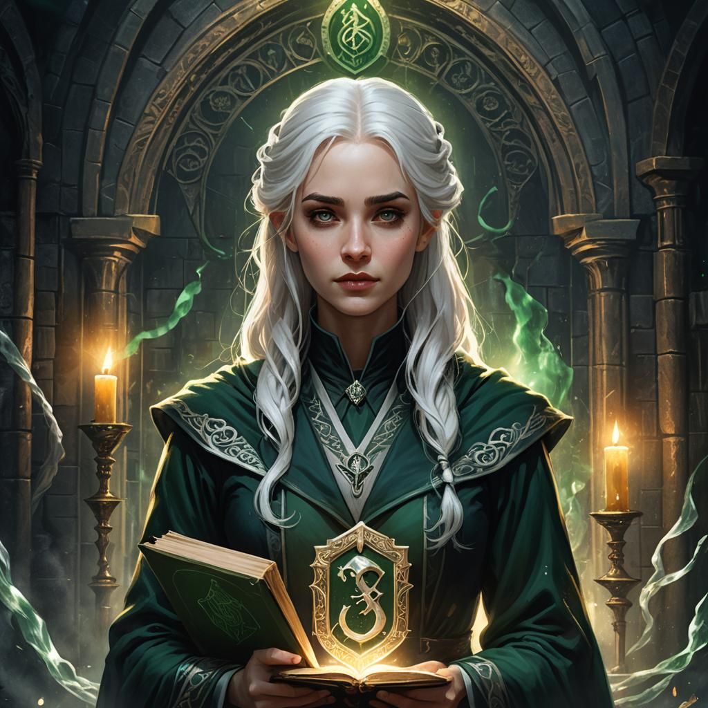 Mystical Slytherin Girl Portrait in Fantasy Concept Art