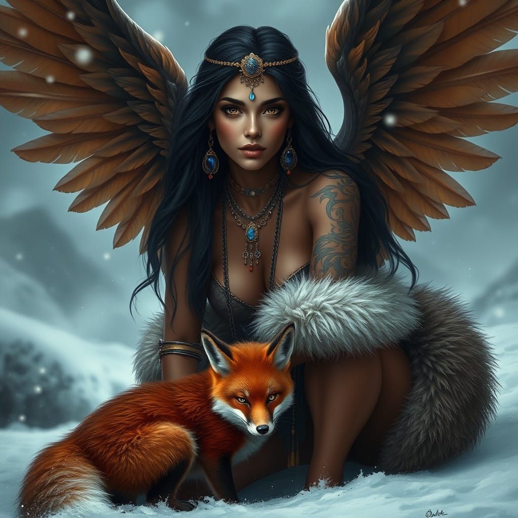 Ishtar, Mesopotamian Goddess in Warm Furs and Snow