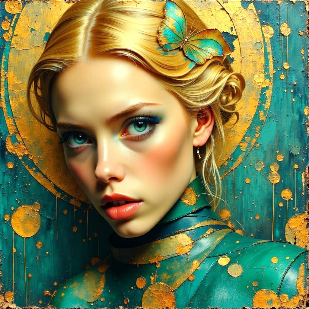 Woman in Art Nouveau Armour with Gold Mandala