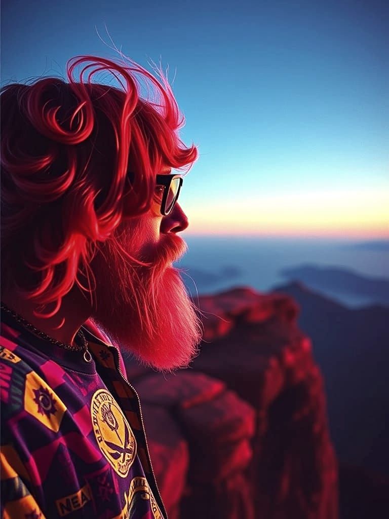 Retro-Futuristic Psychedelic Portrait of a Free-Spirited Adv...