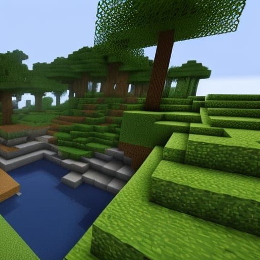 Minecraft World in Cinematic 3D Game Style