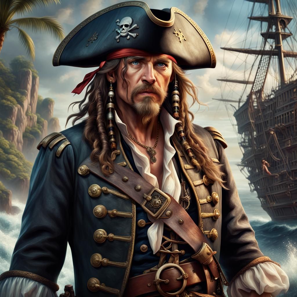 Handsome Pirate Captain in Hollywood Golden Age Style