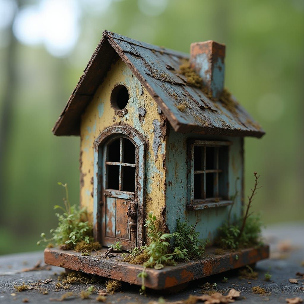Weathered Birdhouse in Gritty Urban Style