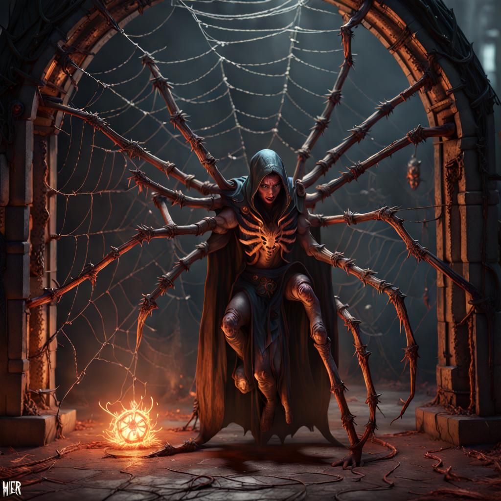 Cultists Summoning Demon from Spider Web Portal