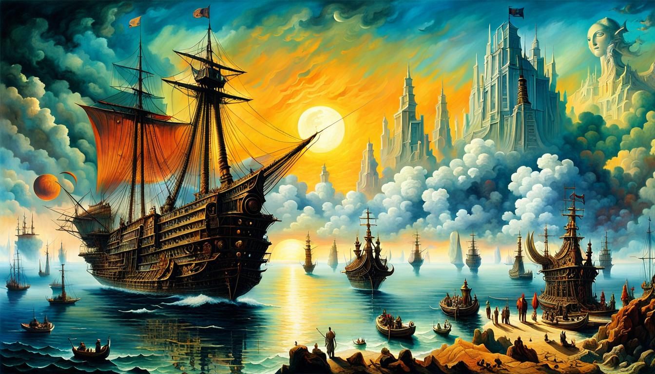 Dreamlike Seascape in Surrealist Style