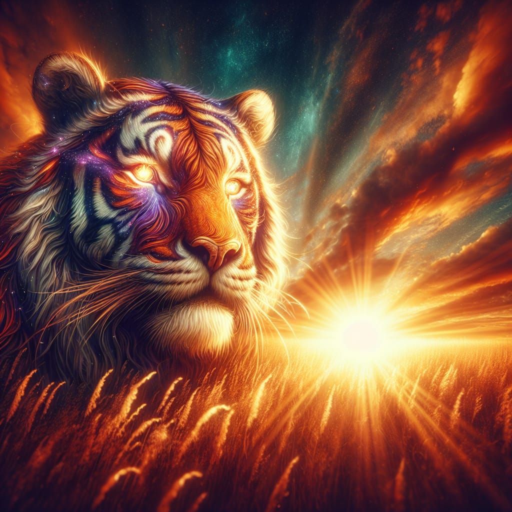 Tiger Glistening in Magical Golden Sunset