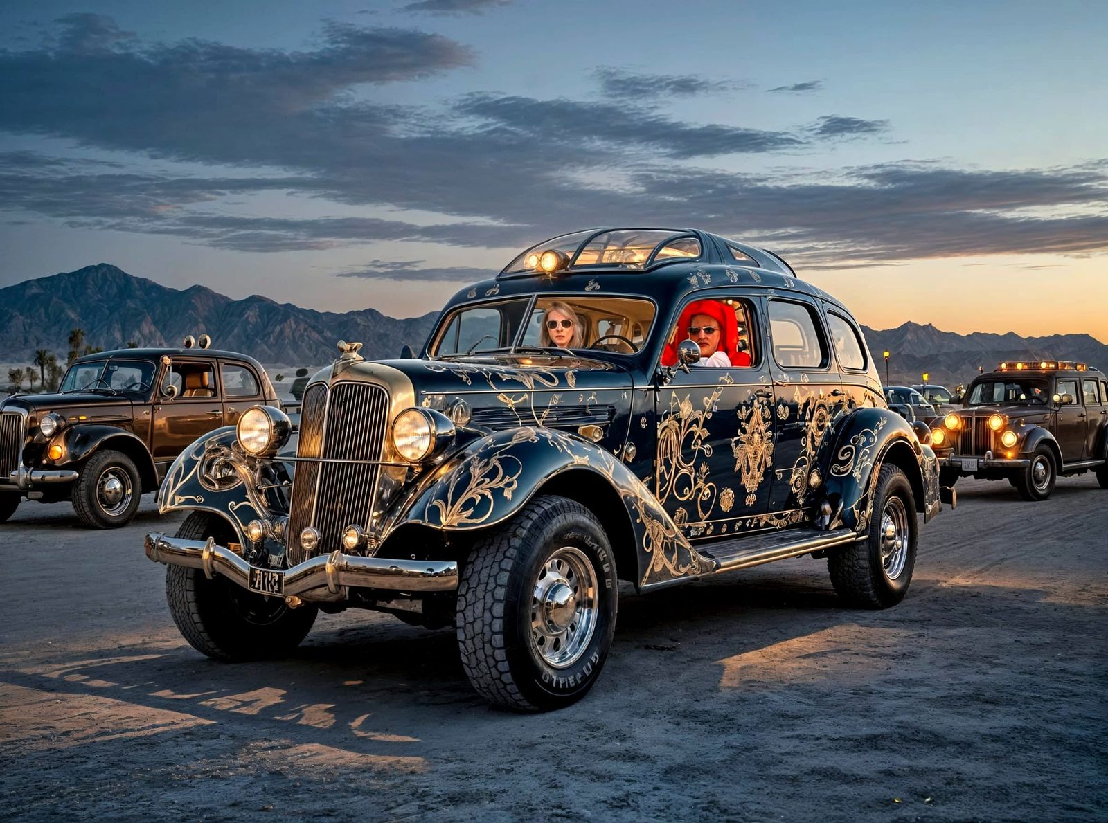Steampunk Humvee Limo at Burning Man Desert Show