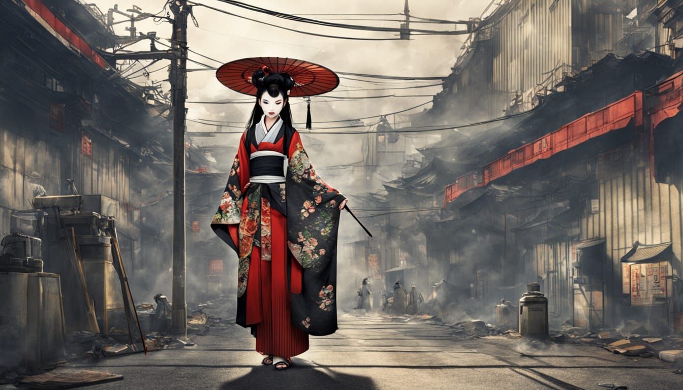 Geisha in a Futuristic Oasis