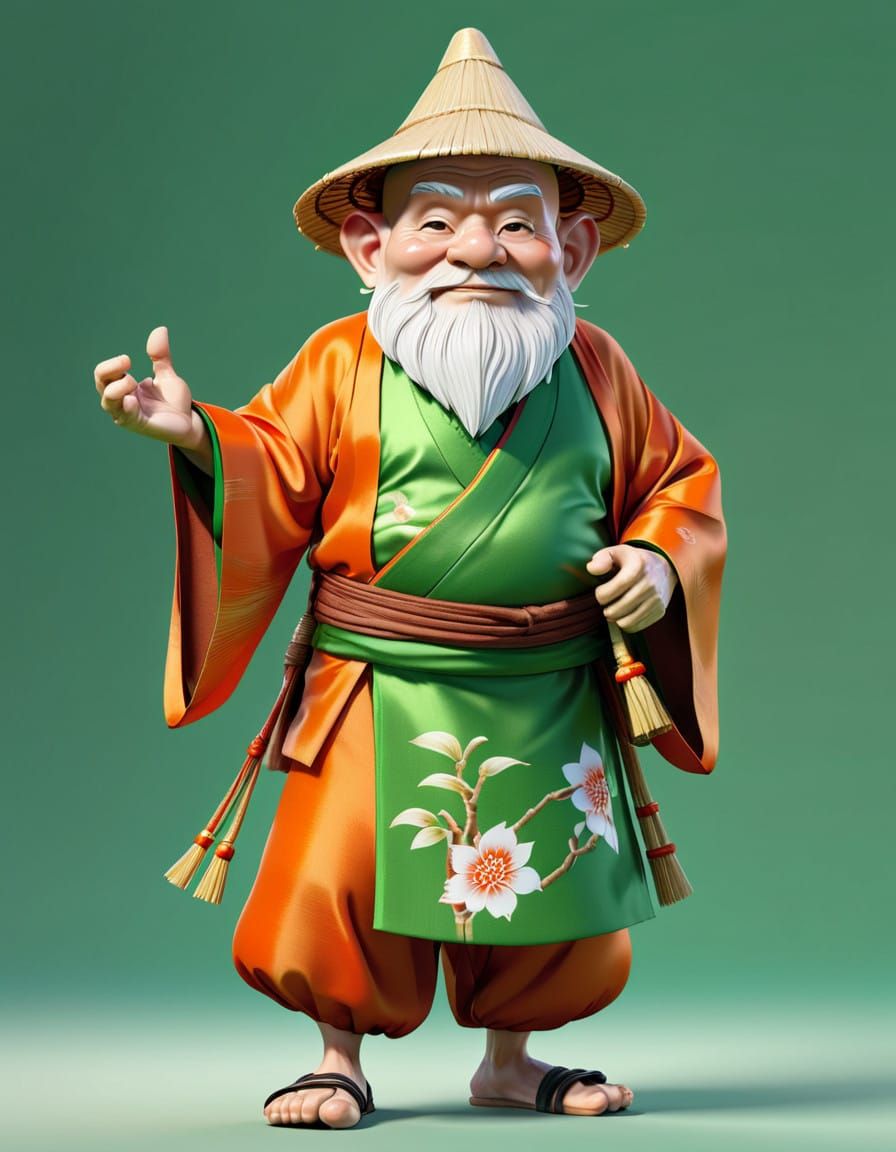Vibrant Chinese Gnome in Traditional Attire