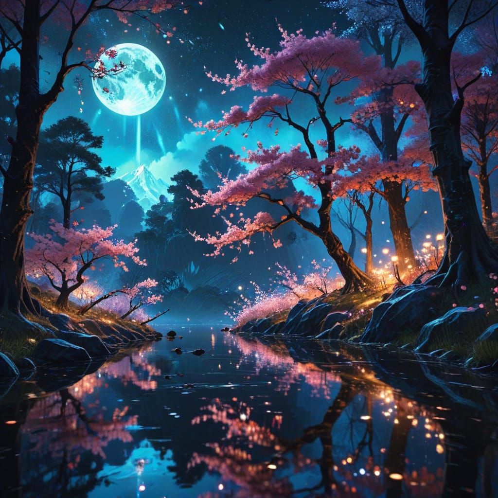 Magical Forest Landscape in Anime Style