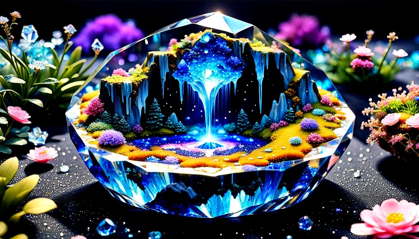 Crystal Geode Pulsar Garden in 3D Style