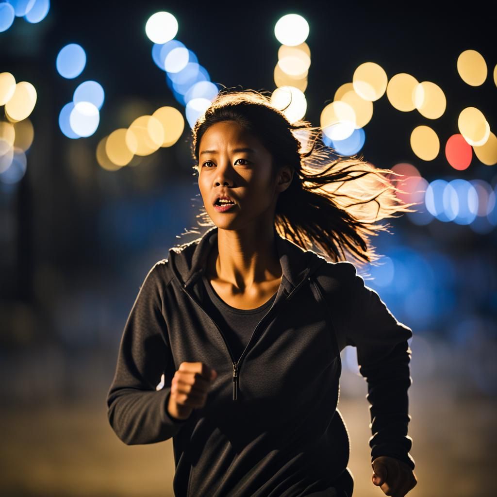 Woman Running at Night: Professional Photography