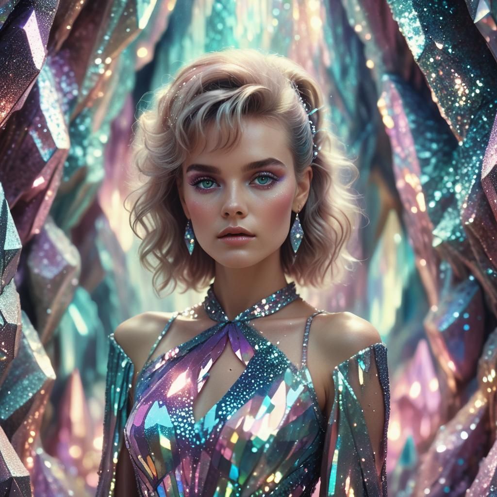 Pastel Fantasy Woman in Crystal Cave, 8K