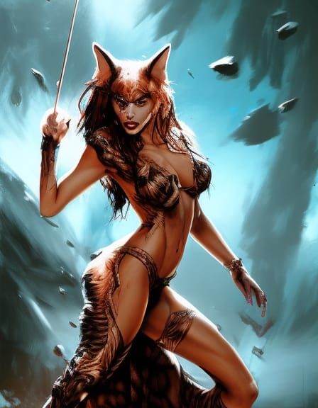 Fox Woman: Hyperrealistic Acrylic Portrait