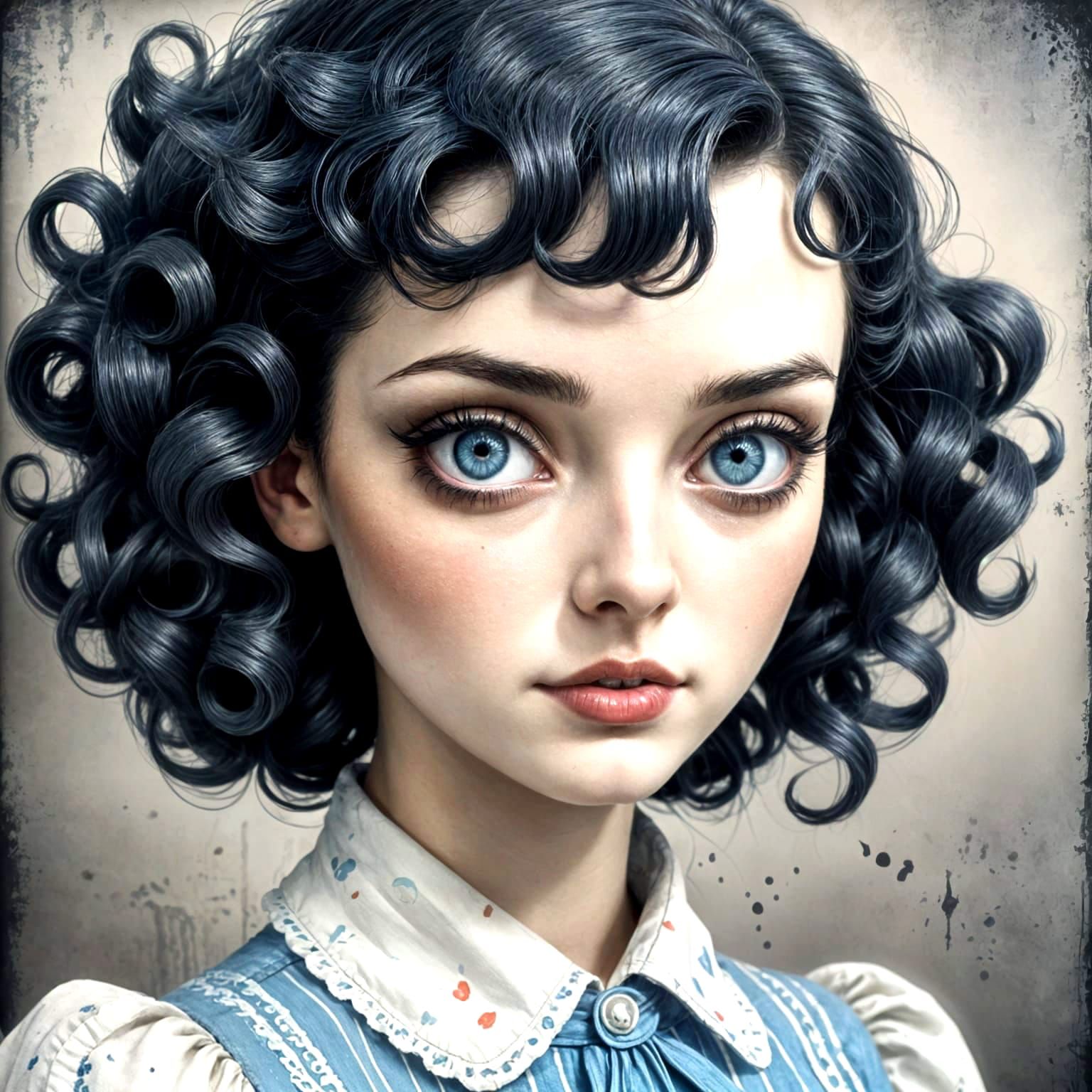 Vintage French Chanteuse in Monochromatic Watercolor