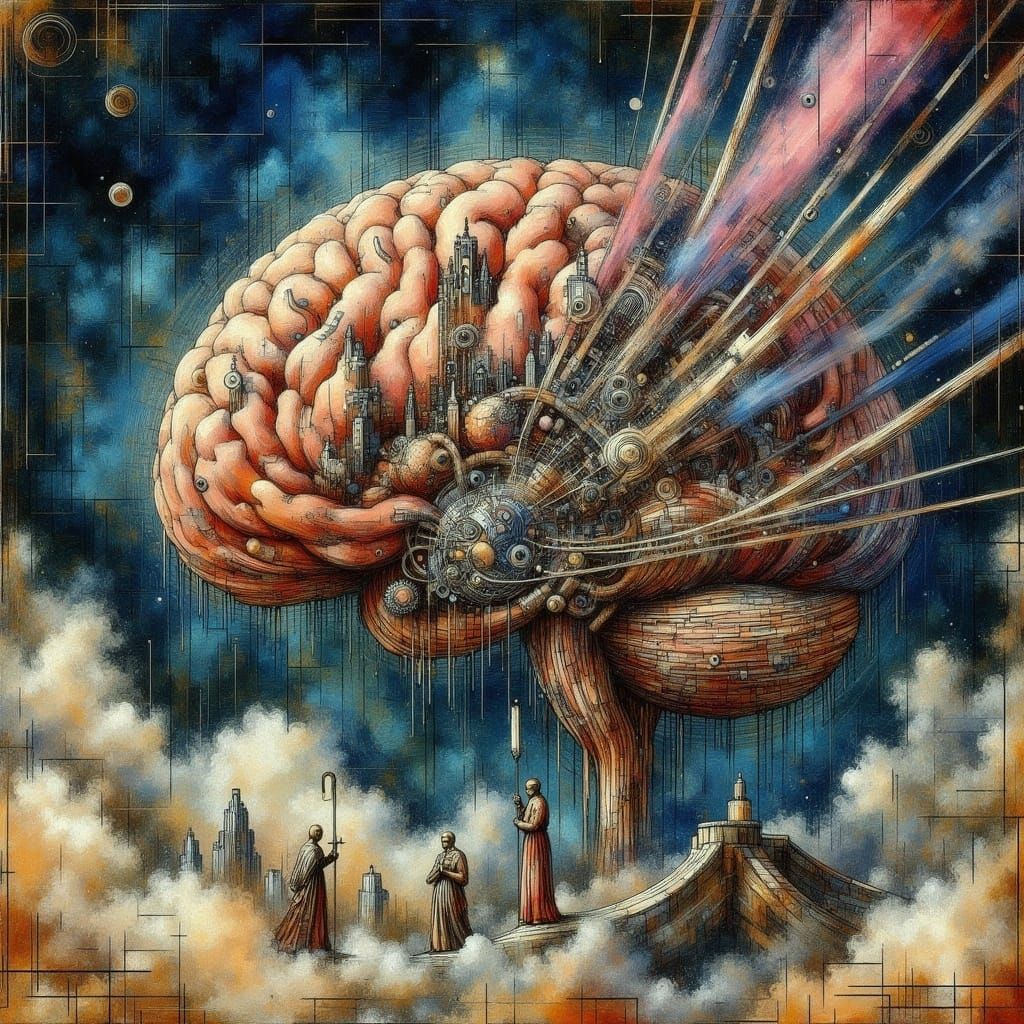 Cyberpunk Renaissance Brain Cathedral