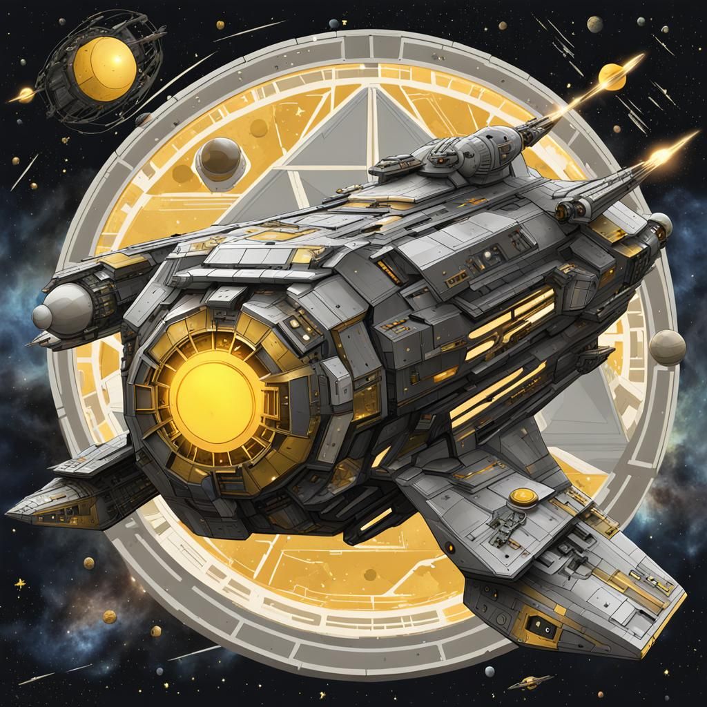 Angular Spaceship with Laser Weapons in Space