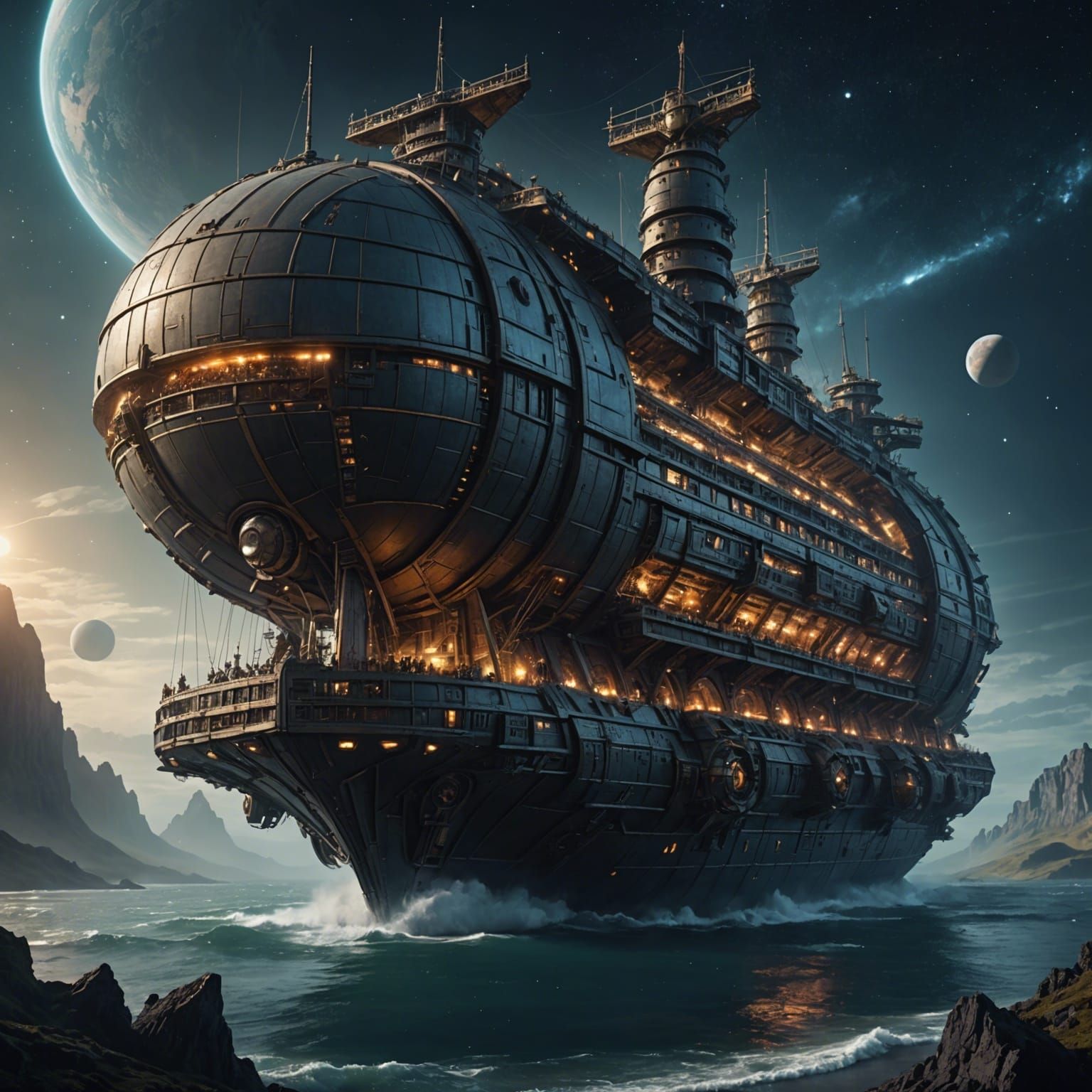Fantasy Bio Ship for Interstellar Travel: Digital Painting