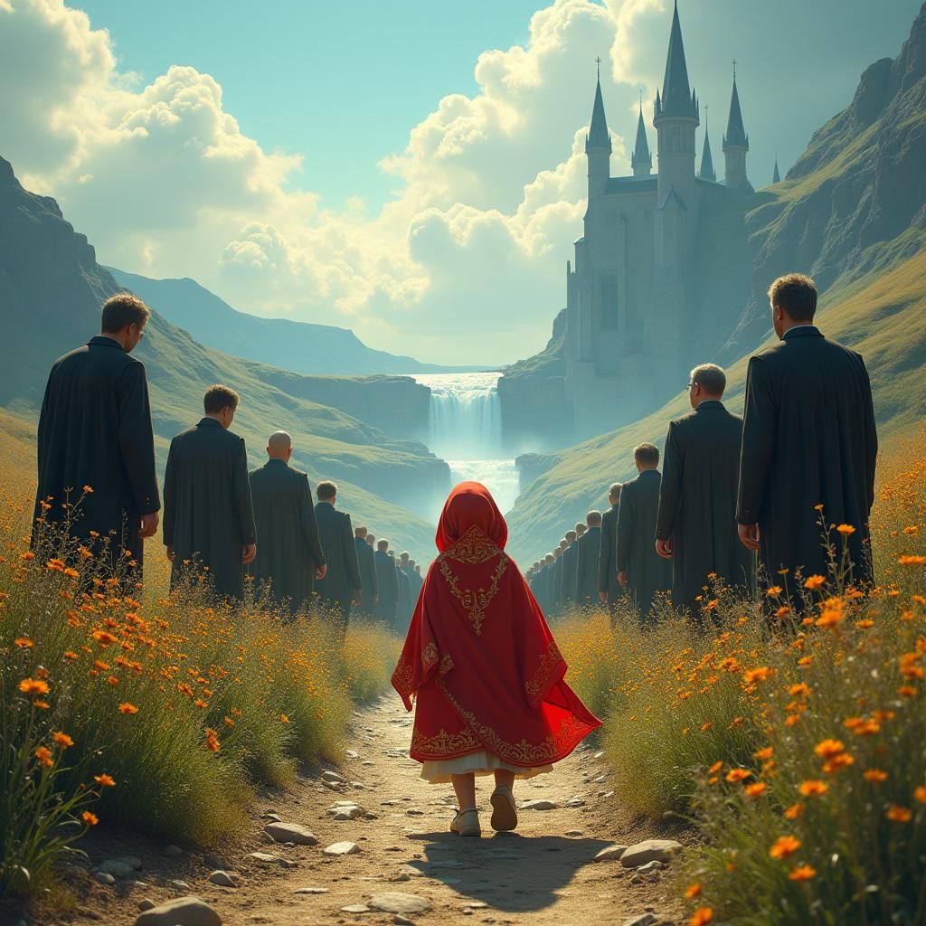 Child's Journey Through a Fantastical Landscape
