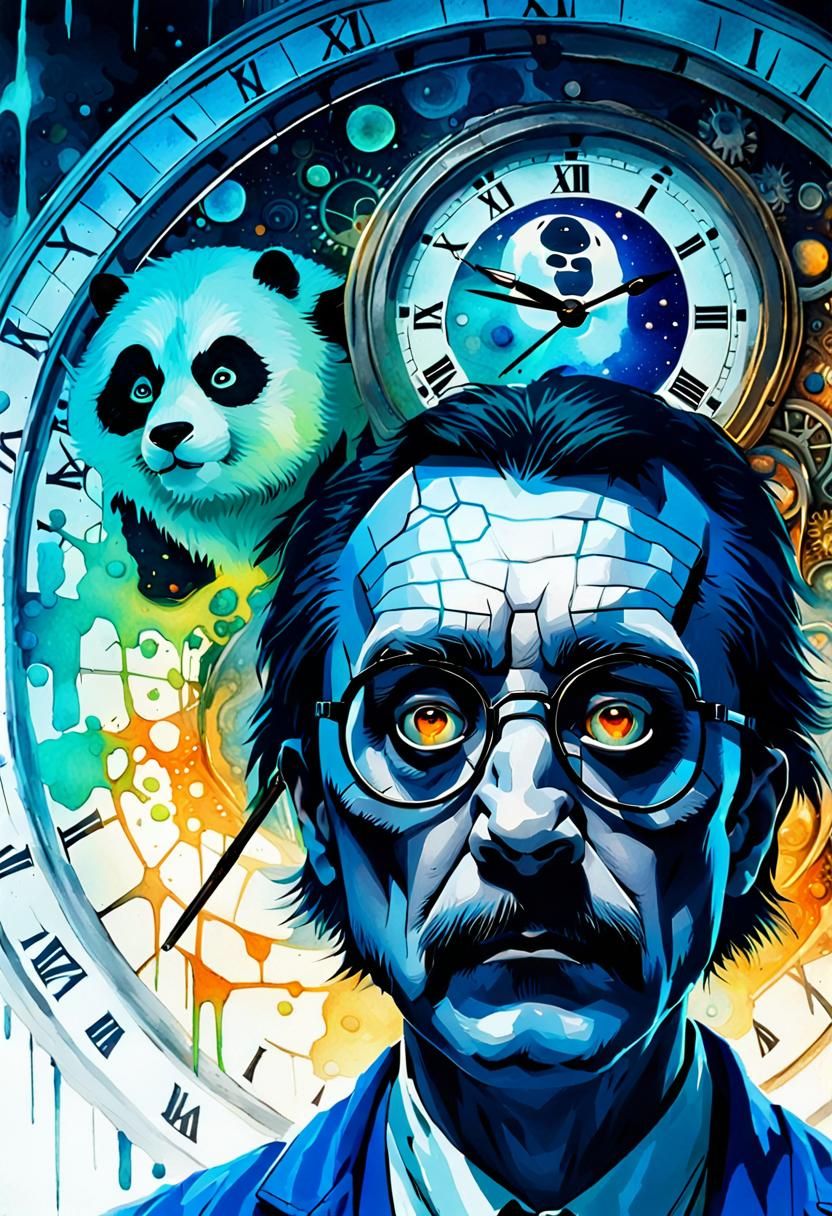 john a CLOcK-WATCH doctor IN THE LAB, headed man with panda'...