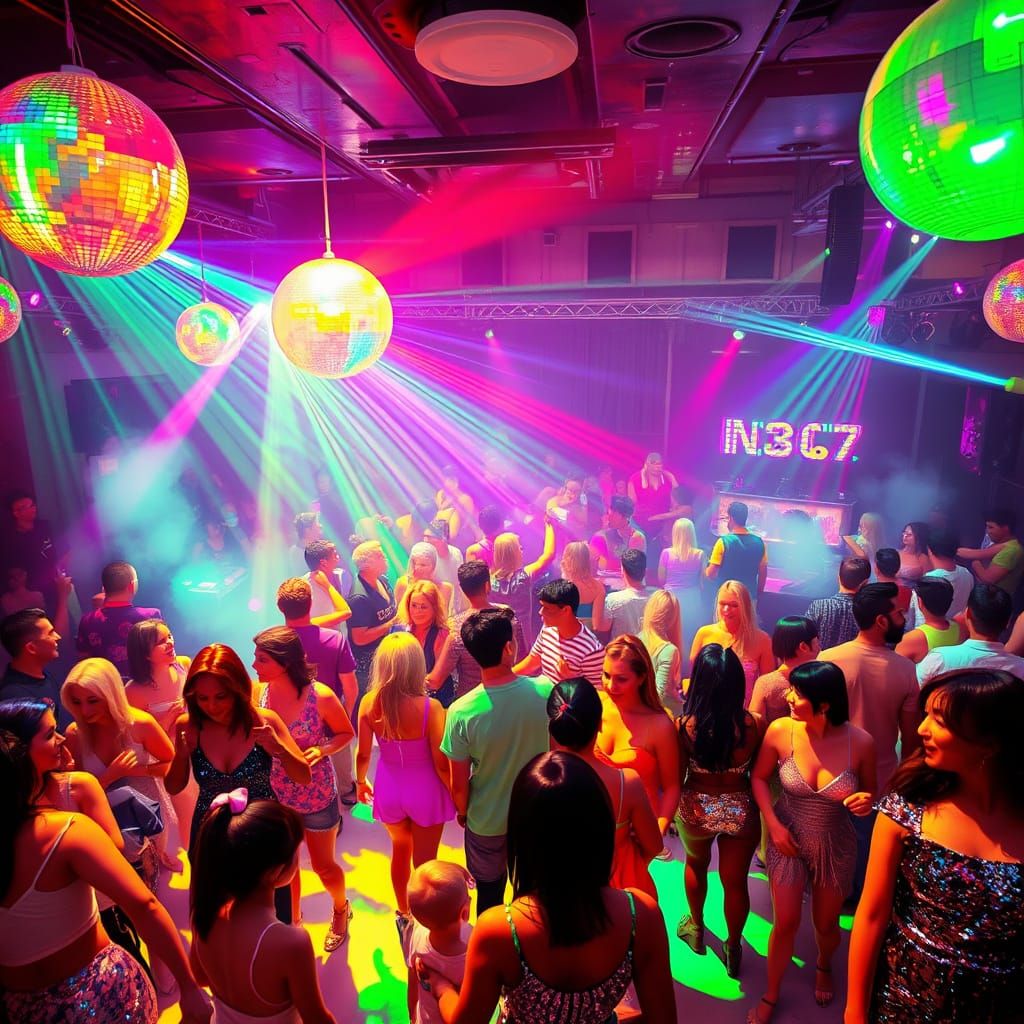 Vibrant Disco Scene in Pop Art Style