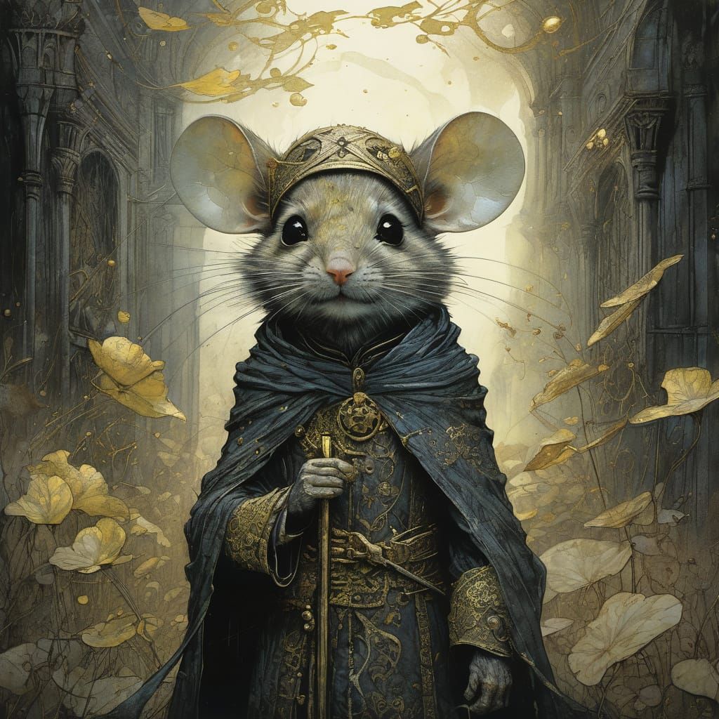 Shy Mouse Illustration in Detailed Fantasy Style