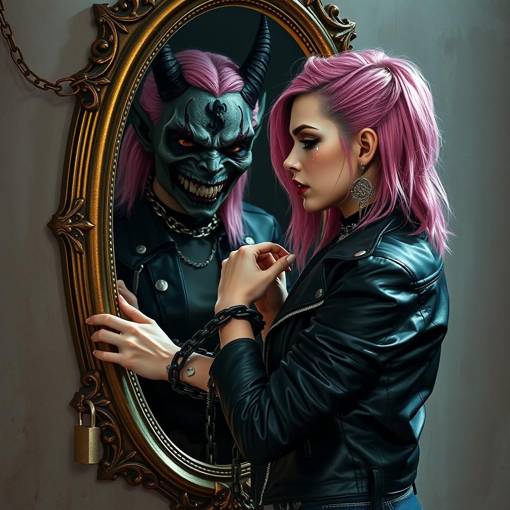 Punk Girl's Dark Reflection: A Digital Matte Painting