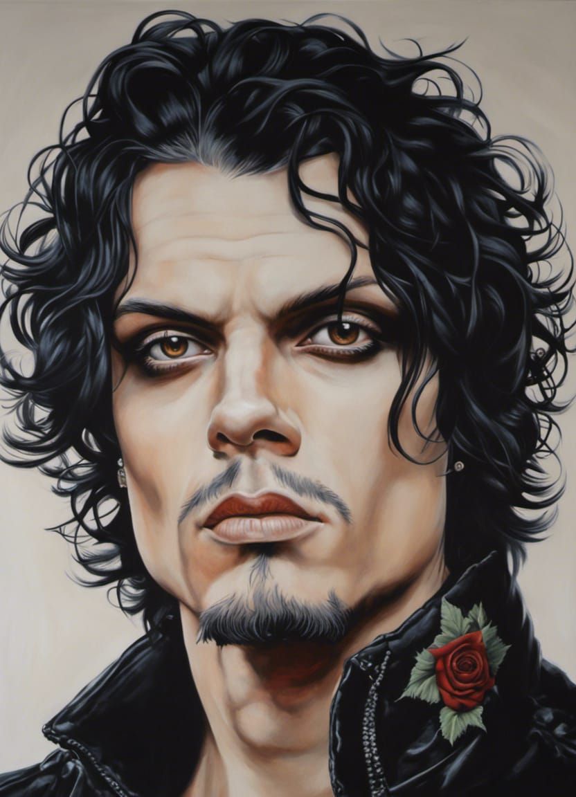 Gothic Acrylic Painting of a Melancholic Man