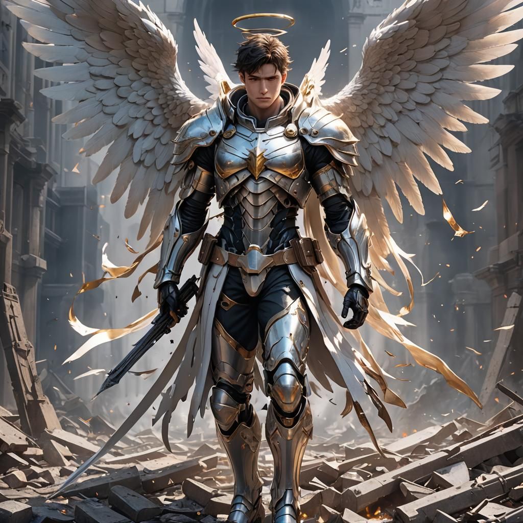 Injured Angel in Anime Style 3D Rendering