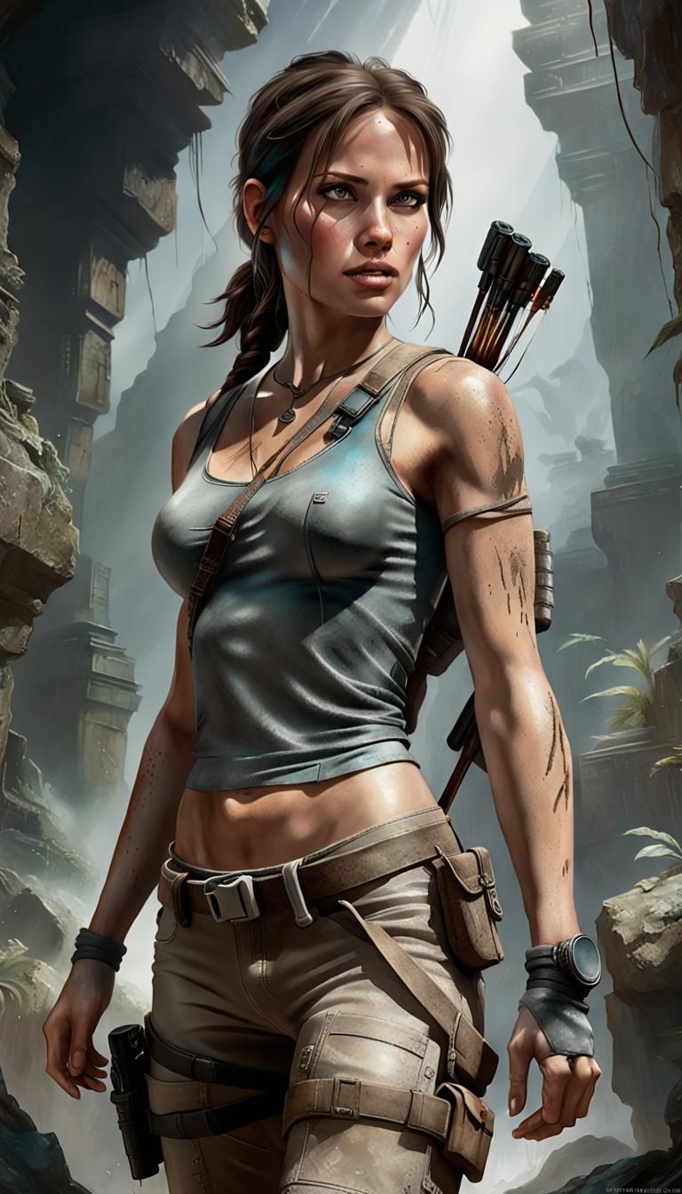Ethereal Lara Croft Airbrush Painting