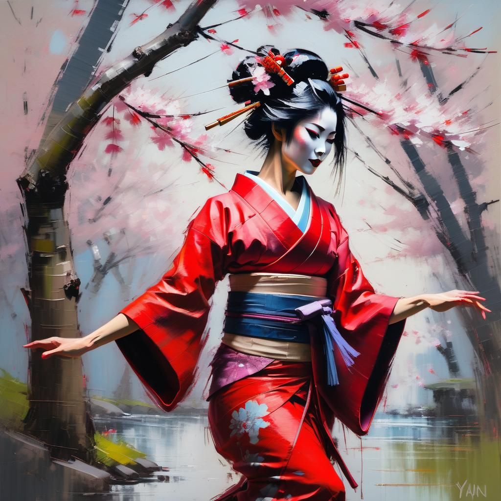 Geisha in red