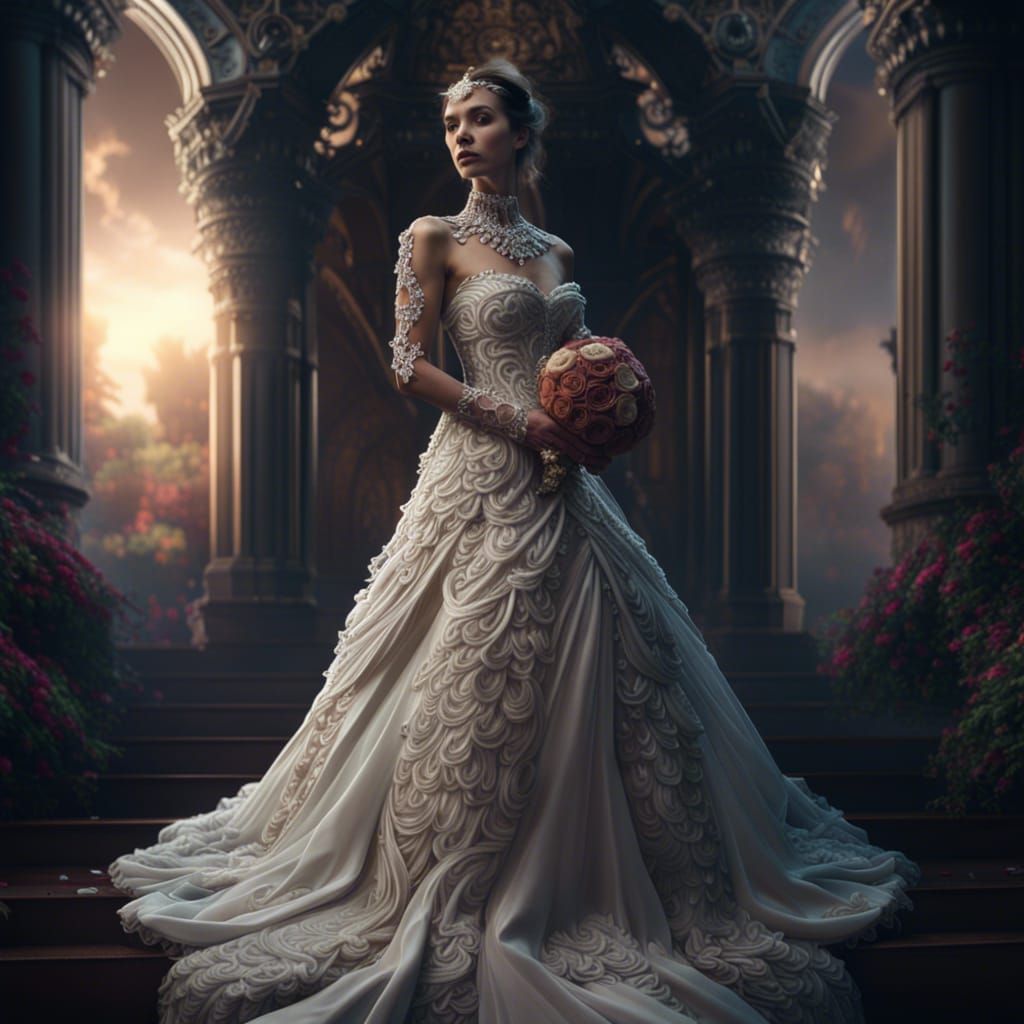 Cinematic Wedding Dress: Detailed Digital Matte Painting