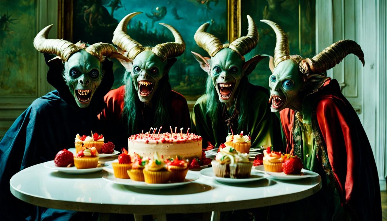 Surreal Demons and Alien Women in Modern Room