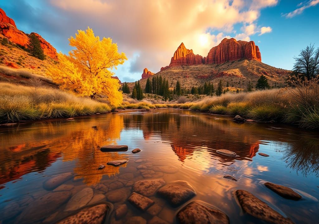 Lone Cottonwood Reflected in Red Coyote Buttes