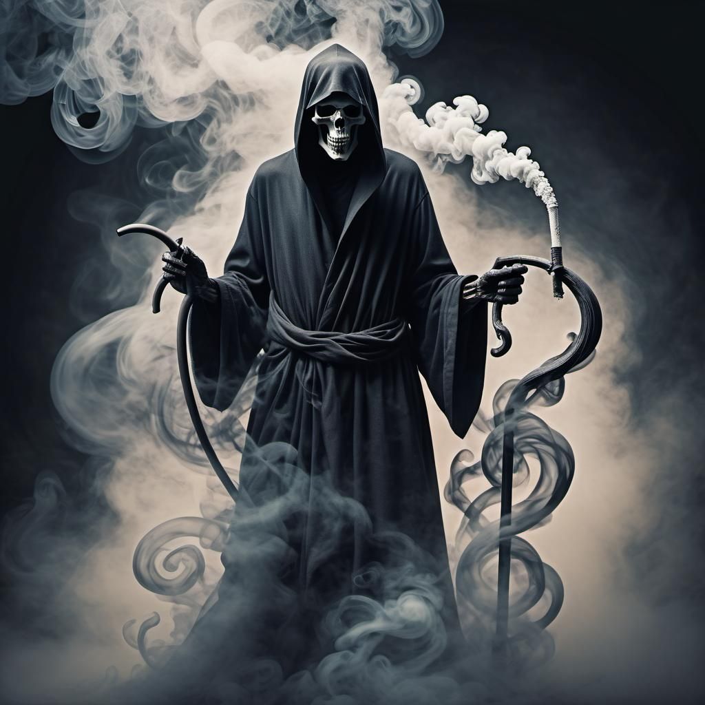 Dreamlike Smoke Grim Reaper Illustration