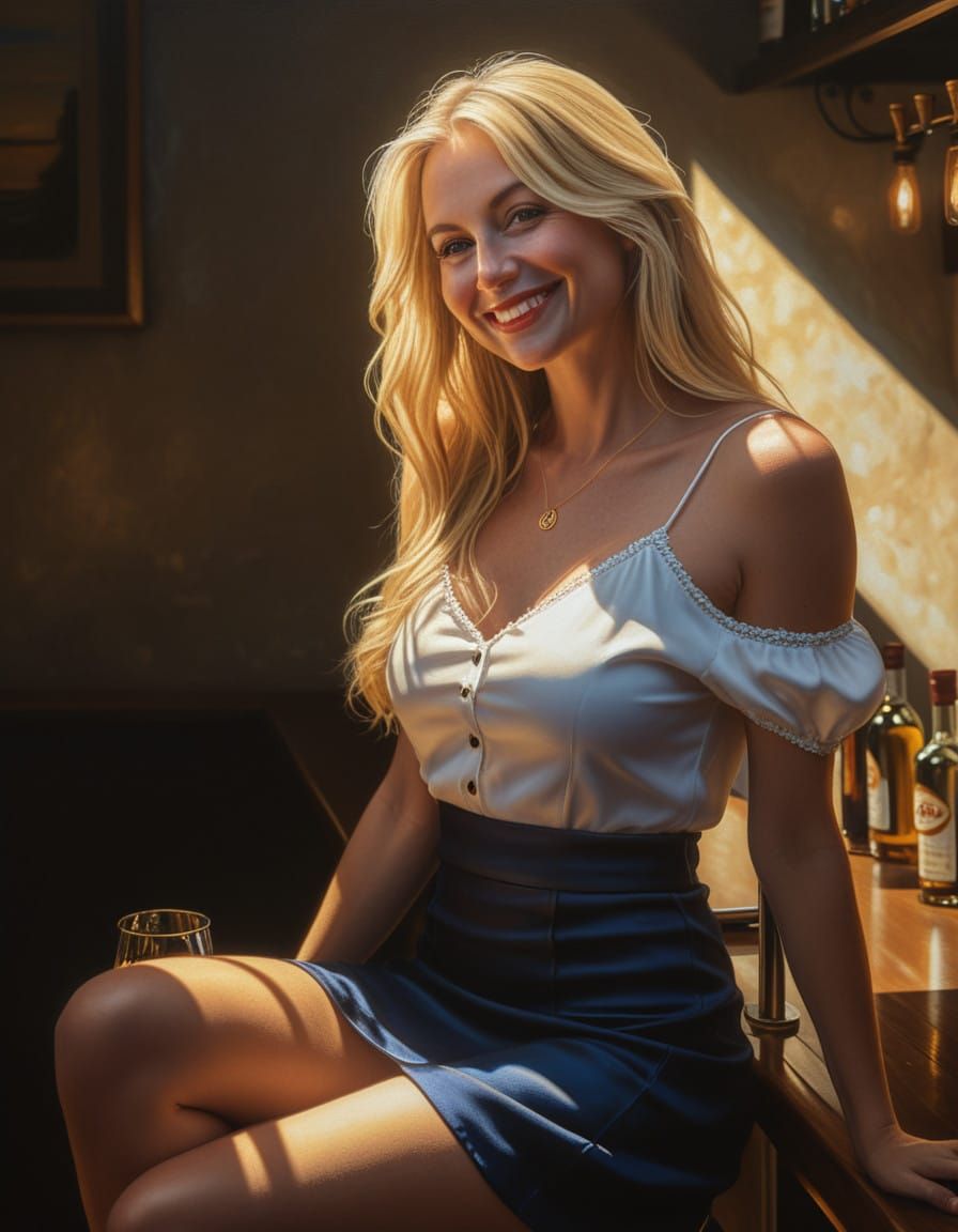 Surreal Oil Painting of a Whimsical Woman in Soft Light