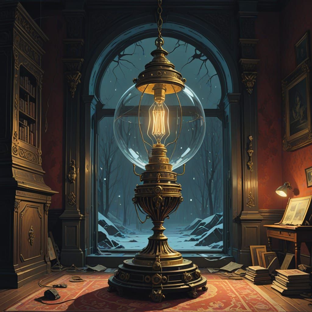 Mystical Lamp in Ornate, Baroque Style