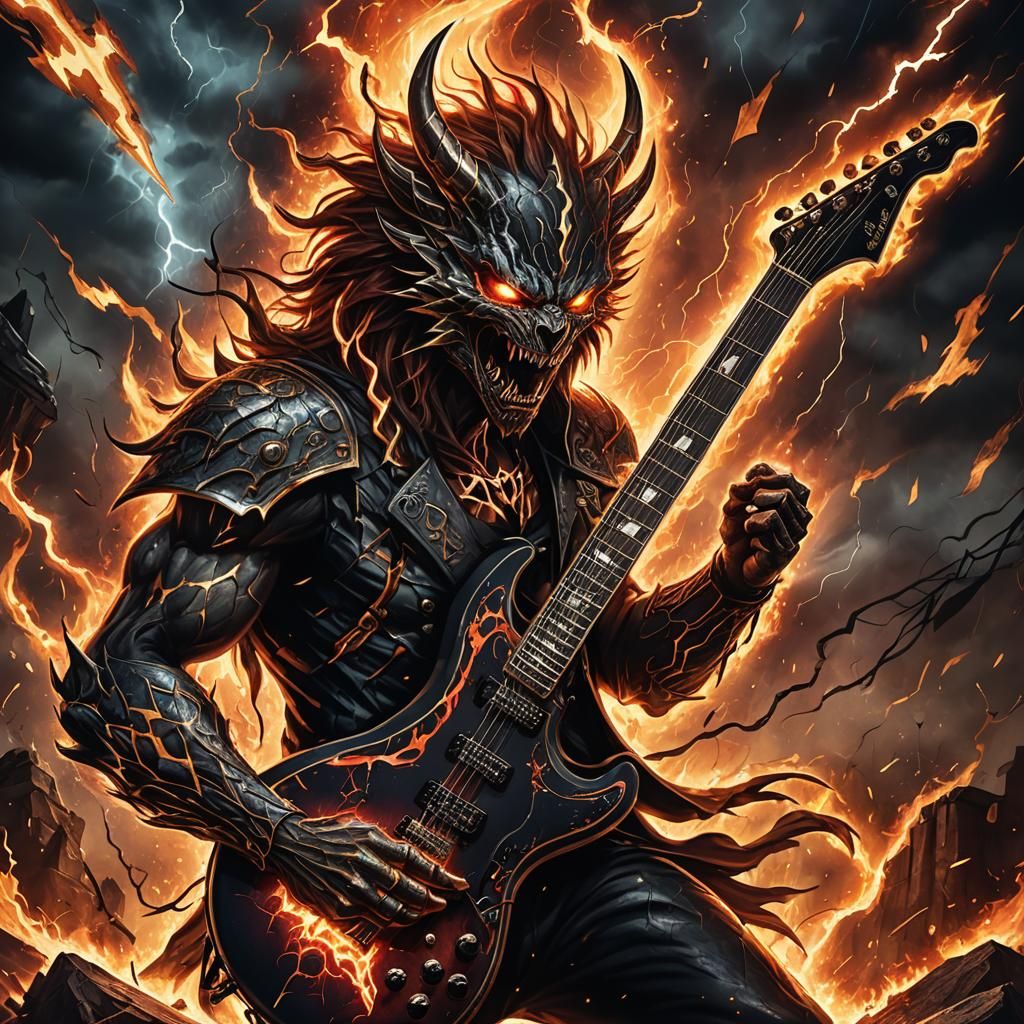 Mythical Creature Awakens in Flames: Gothic Album Art