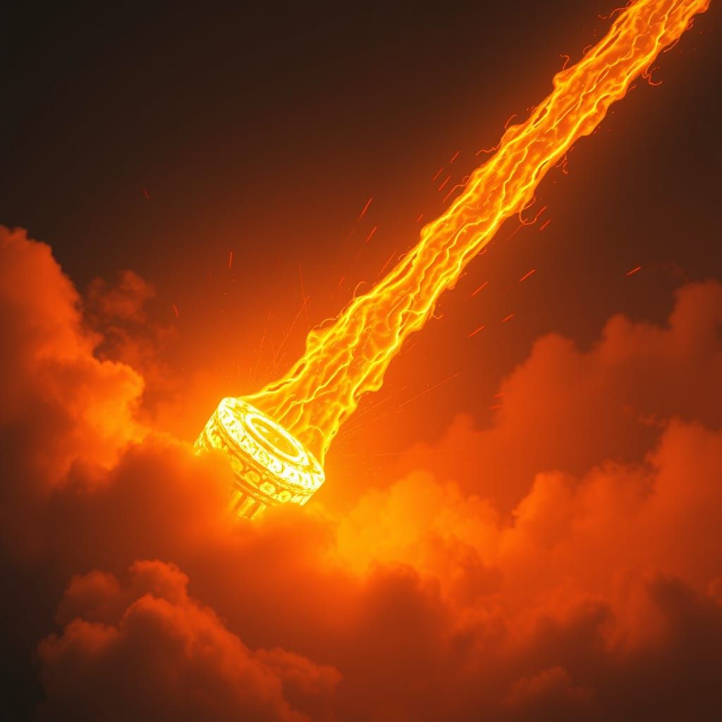Blazing Fireball Soaring Through the Air