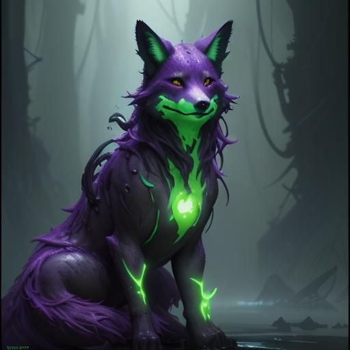 Toxic Slime Fox in Dark Fantasy Style
