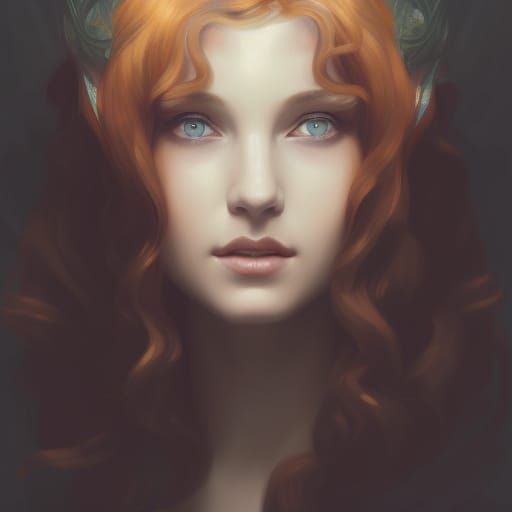 High Elven Girl Portrait in Gouache Style