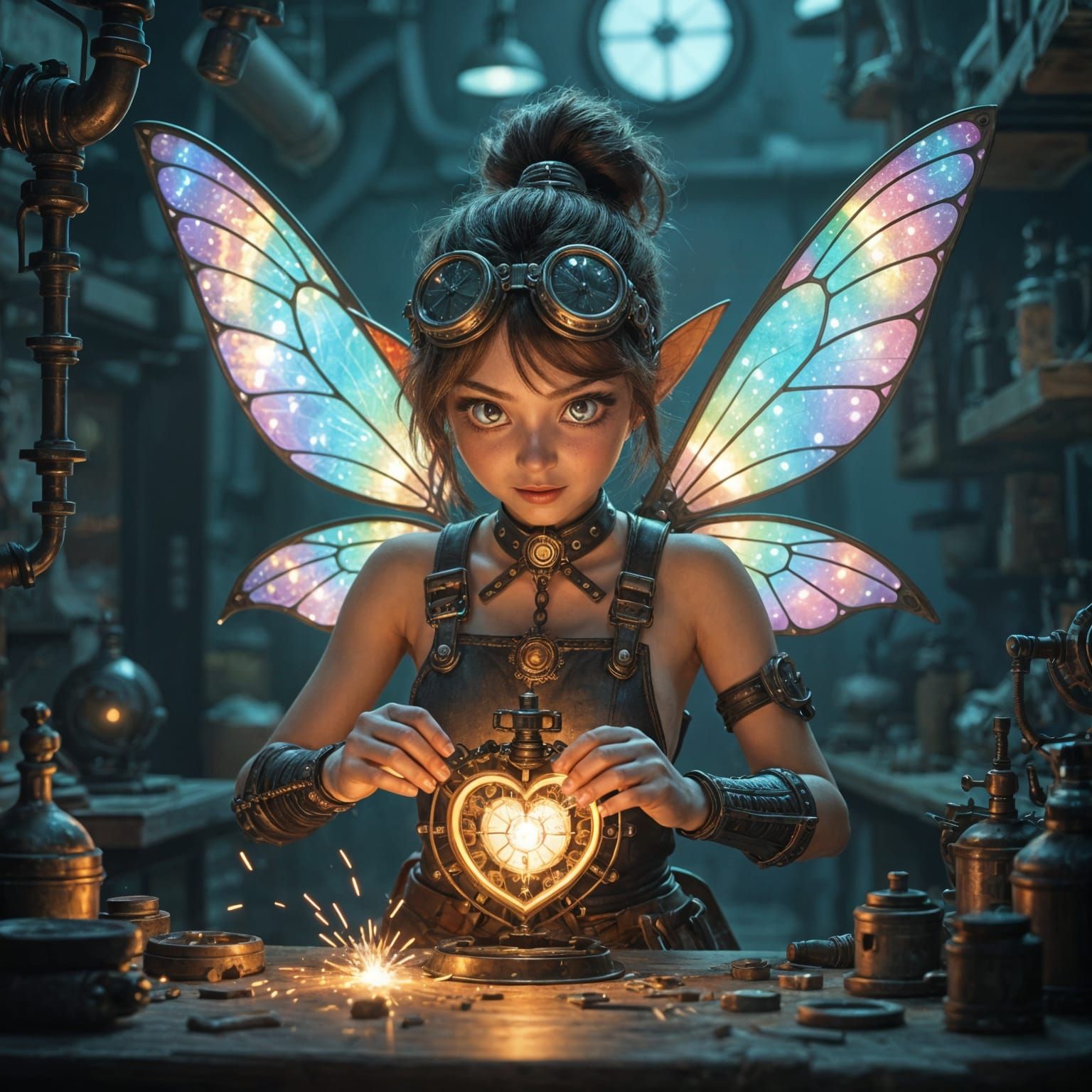 Steampunk Mechanic Fairy Repairs Clockwork Heart