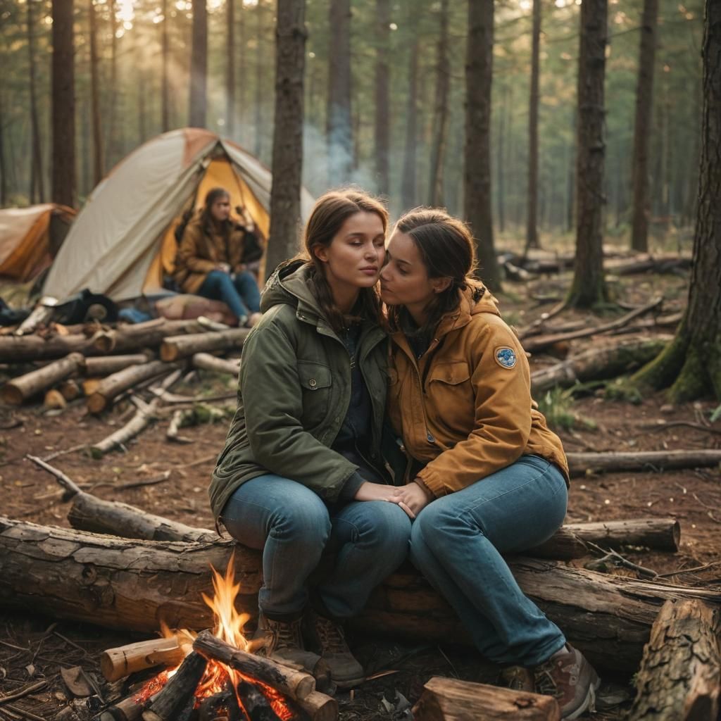 Cozy Campfire Cuddle in Autumnal Woods